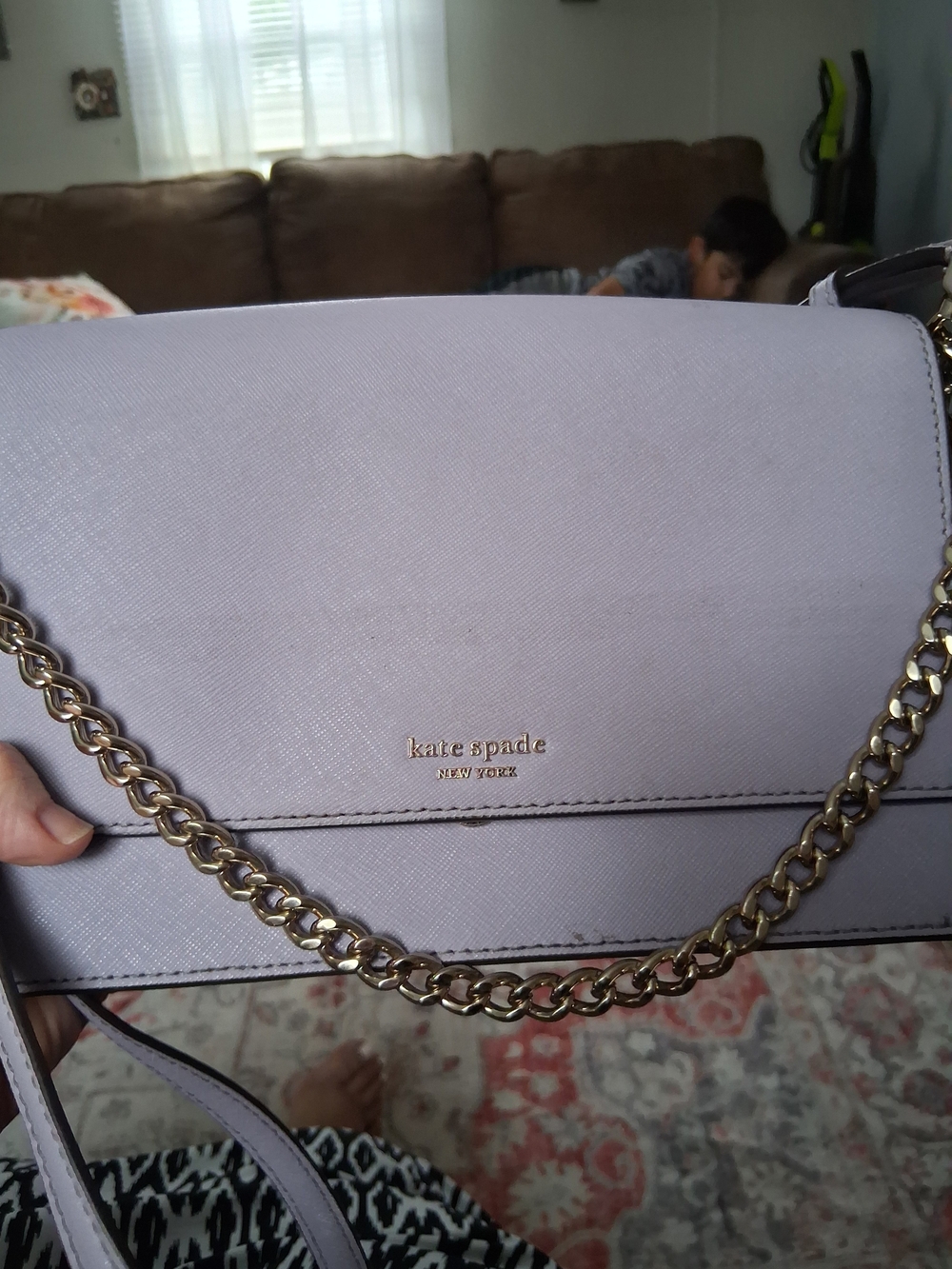 Kate Spade Lilac Crossbody Bag with Gold Chain